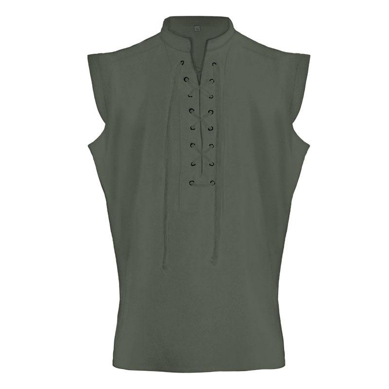 Herren Retro Gothic ärmellose Jacke Mittelalter Kostüm Weste Top Westen