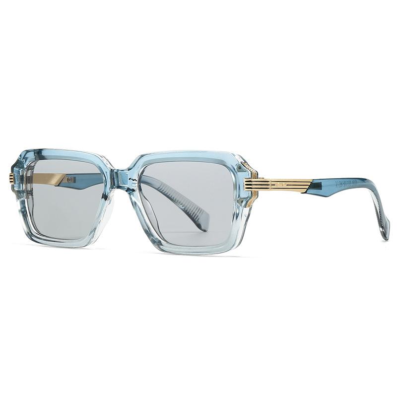  Retro Square Men Double Color Sunglasses Fashion Rivets Women Blue Gradient Shades UV400 Trending Punk Sun Glasses