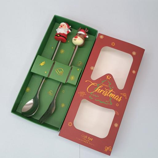 2/4/6 Stück Weihnachts-Gabel- und Löffel-Set, Edelstahl Kreatives Geschirr, Kaffee Tee Dessertgabeln und -löffel Geschenkset