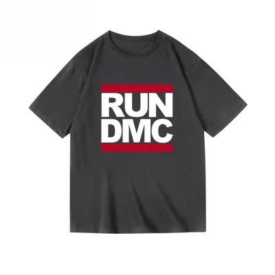 American Trendy Brand West Coast RUN Printed DMC Rock Hip Hop Rap Mens and Womens Pure Cotton Crew Neck Shortsleeved Tshirt