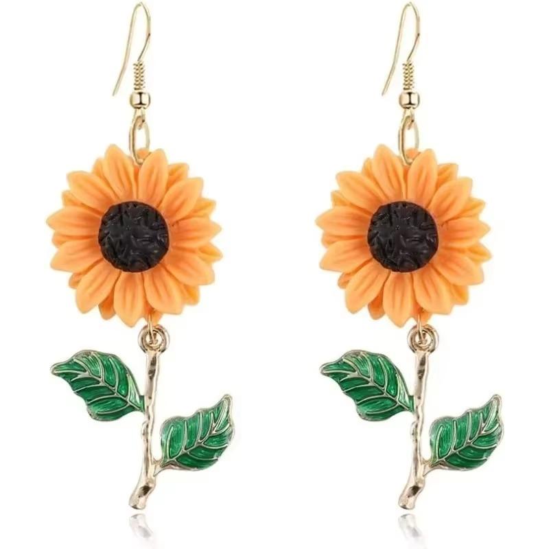 Sunflower Earrings Cute Women's Earrings Fashion Simple Yellow Enamel Daisy Sunflower Fun Gifts For Daily Wear Party