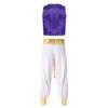 Mens Arabian Prince Costume Set Sleeveless Braided Trimming Open Front Waistcoat Elastic Waistband Patchwork Pants