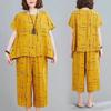 Fashionable Large-Size Loose-Fit Printed Suit Jacket And Shorts Two-Piece Set Casual Summer For Women Age-Reducing