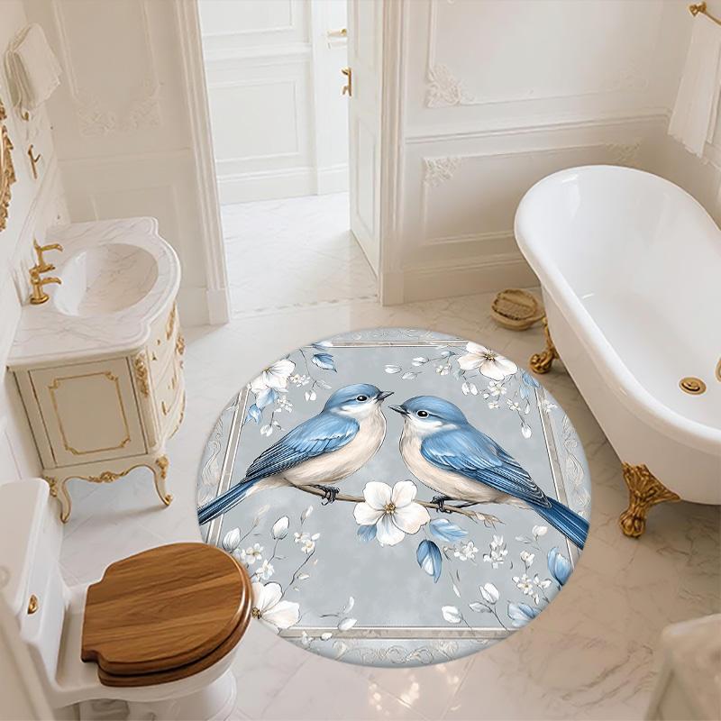 Blue Bird,Round Area Rug,Carpet Rug for Living Room Bedroom Sofa Playroom Decor,Non-slip Floor Mat
