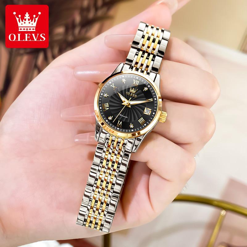 Oulishi Women's Automatic Diamond-Set Dual Calendar Waterproof Watch