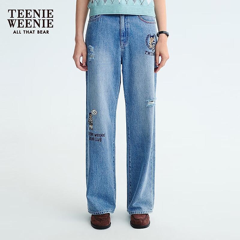 Teenie Weenie Women's Embroidered Ripped Jeans