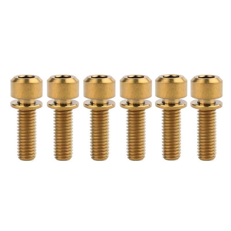 Titanium Bolt Hex Screw M5x16 18 20mm Stigma Chamfer Head Bolt with Washer for Bicycle Stem Parts Pack of 6 (Blue, M5x16mm)