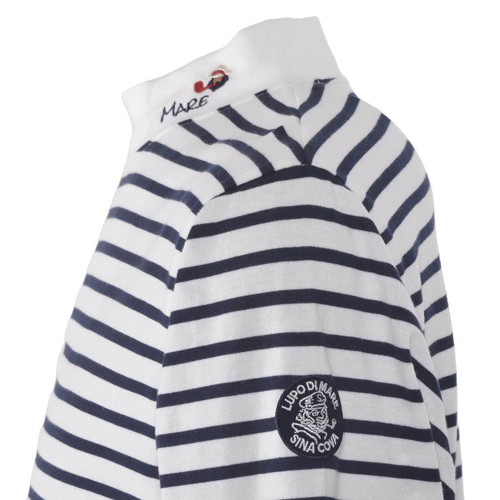 Sinacova Long Sleeve Cotton High Captain America Embroidered Anchor Size L X 24220030 Men's T-Shirt, 100% Jersey, Neck, Striped, Patch, (White Navy),