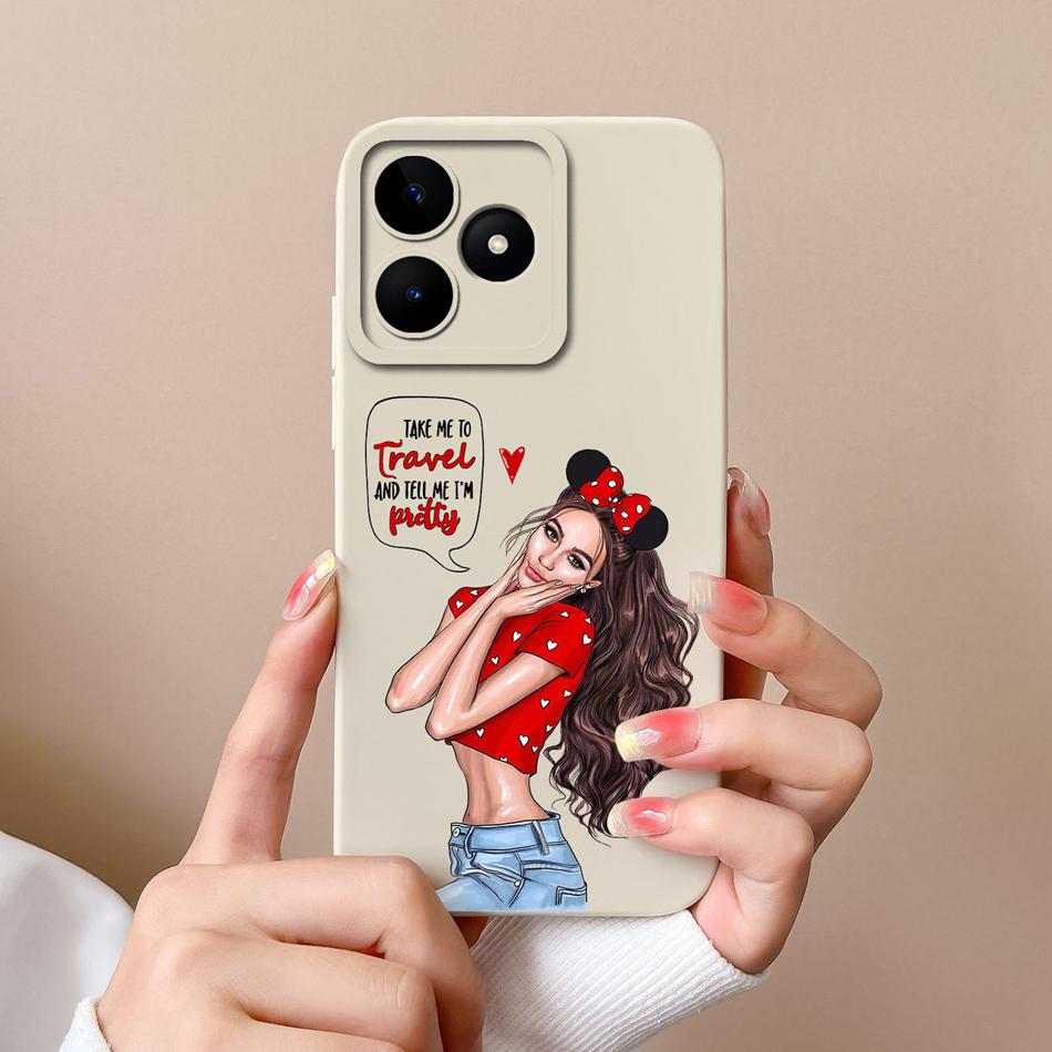 Coque Simple Pour Realme Note 50 Style Décontracté Protection Complète Anti-Choc Coque Arrière Silicone Liquide Doux Modèle RMX3834 Coque
