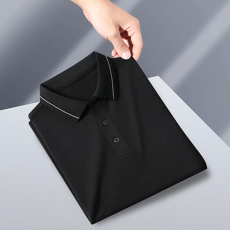 New Men's Business Casual Short Sleeved Shirt Solid Color Polo Shirt Fashionable Breathable Comfortable Versatile Top