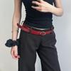 Red/Black Y2k Waist Belt PU Leather Jeans Pants Belt Fashionable Women's Belt  Daily