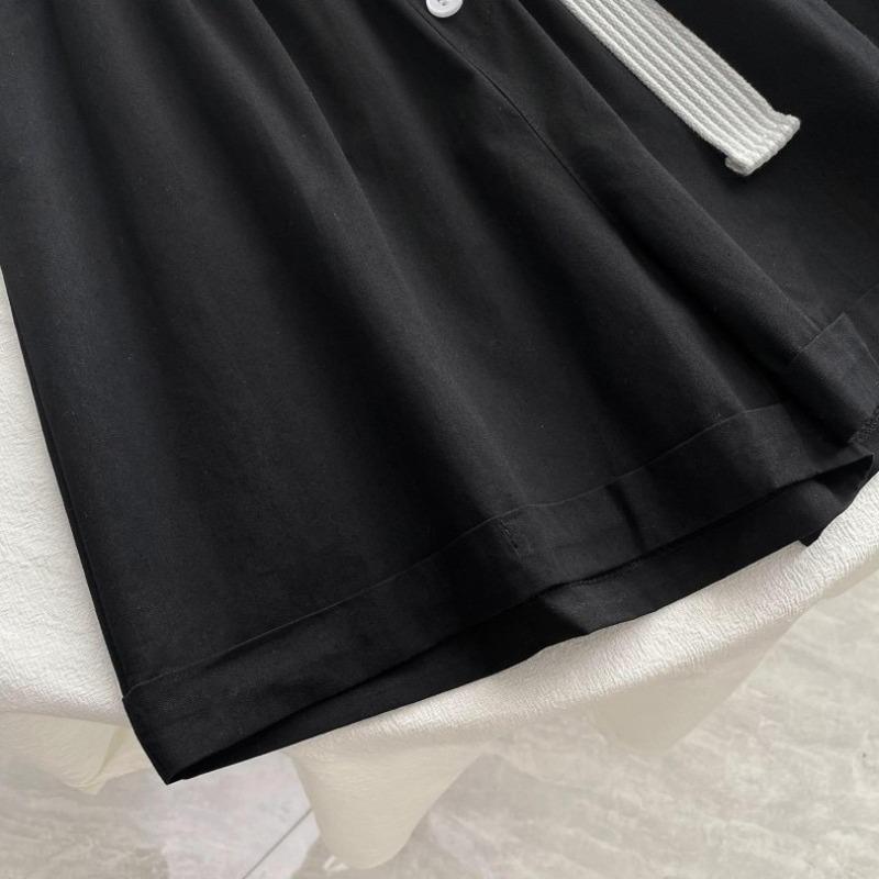 Fashion Buttons Loose Wide Leg Shorts for Women Summer New Thin Slim High Waist  Casual Shorts Woman A-line Solid Elegant Lady Shorts 24281