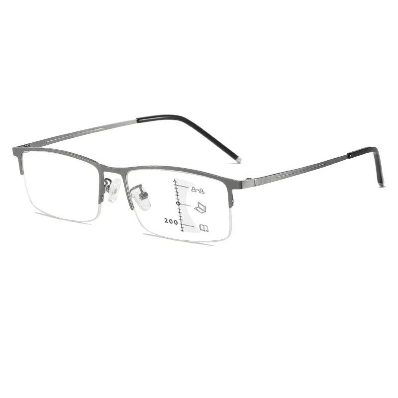 

Mens Multifocal Eyeglasses Fashion Metal Frame Reading Glasses For Presbyopia Near Far Sight Business Eyewear To +4 0 4.0