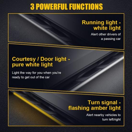 2PCS 70 Inch LED Side Maker Light Truck LED Running Board Lights Amber/White USA