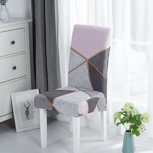 New Geometric Dining Chair Cover Spandex Elastic Chair Slipcover Case Stretch Chair Covers for Wedding Hotel Banquet Dining Room