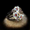 2025 Gorgeous Ladies 925 Silver Black Gold Ring Colorful Flower Ring Zircon Jewelry Flower Ring