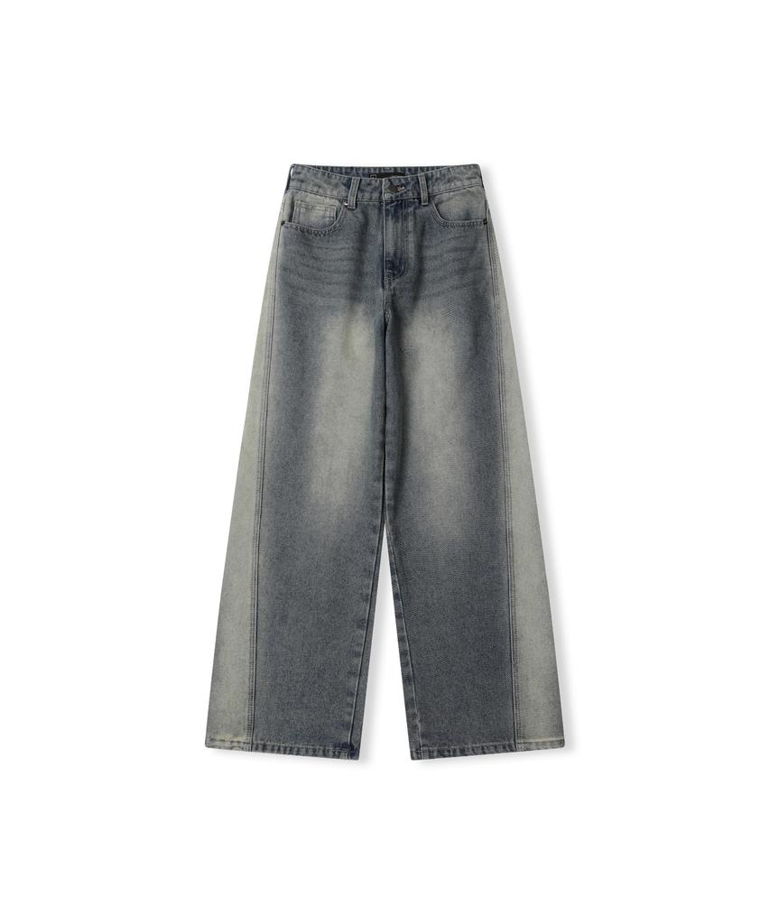 Ledeoli Washed Wide Denim Pants [Blue]