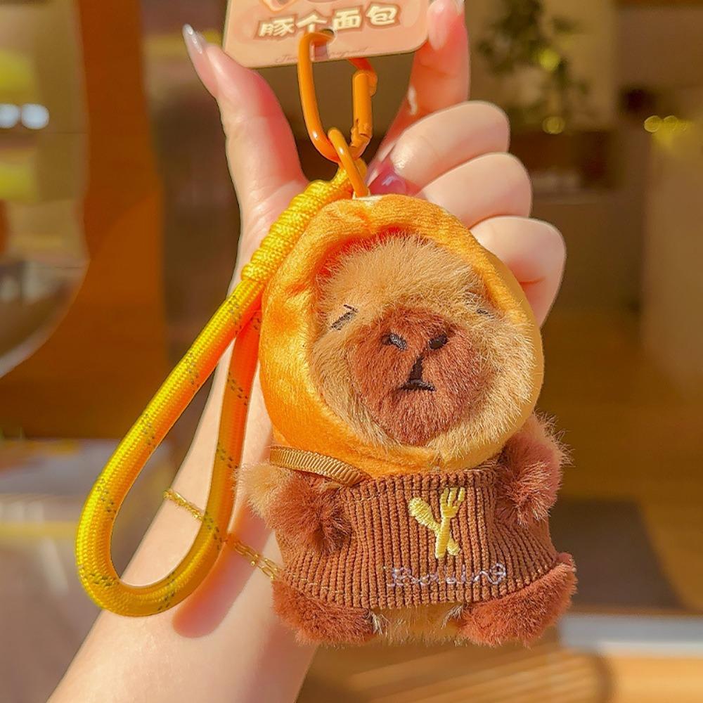 Bread Capybara Capybara Plush Pendant Cartoon Car Key Ring Cartoon Keychain  Bag Accessories