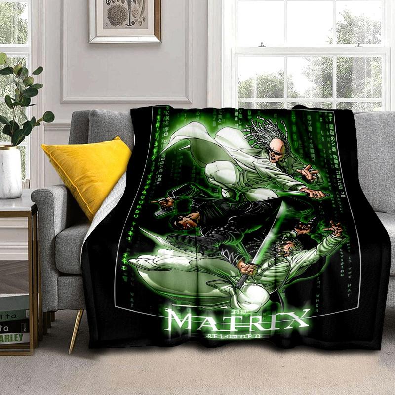 1pc Matrix Reloaded Artwork Cartoon Blanket,Portable Throw for Travel & Camping, All Season Cozy Blanket,Ideal Gift