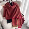 Women Retro Houndstooth Knitted Scarf Headscarf Elegant Ladies Warm Scarve Mujer Party Business Formal Wrap Shawl New Winter