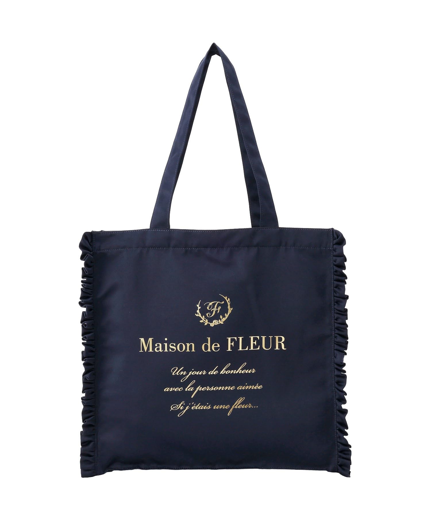 Maison de FLEUR Satin Frill Square Tote Size Tote Bag 08001386700 Bag, Navy, F,