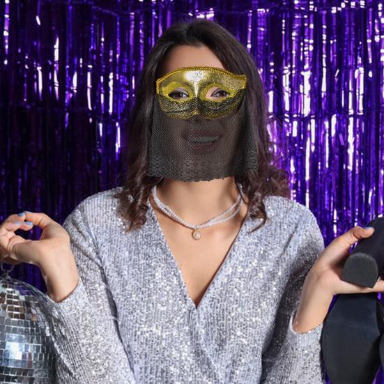 Masquerade Masque with Mesh Veil for Men And Women Mardi Gras Cosplay Masque for Halloween Venetian Ball Party