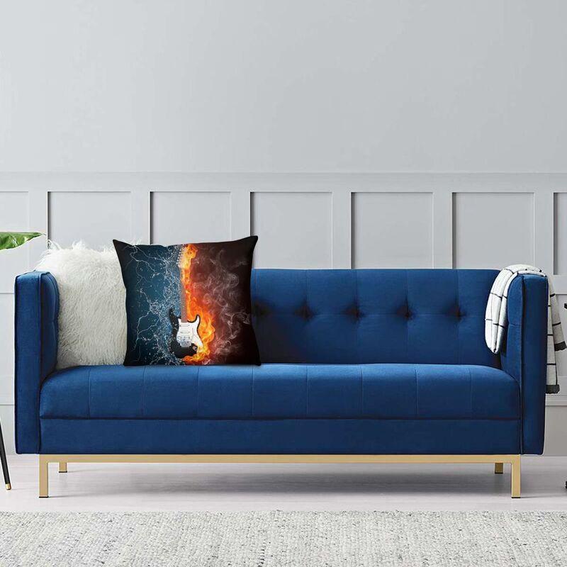 Rock Music 3D Guitar Cushion Cover 45X45 Home Decorative Print Music Note Throw Pillow Case For Sofa Double-Sided