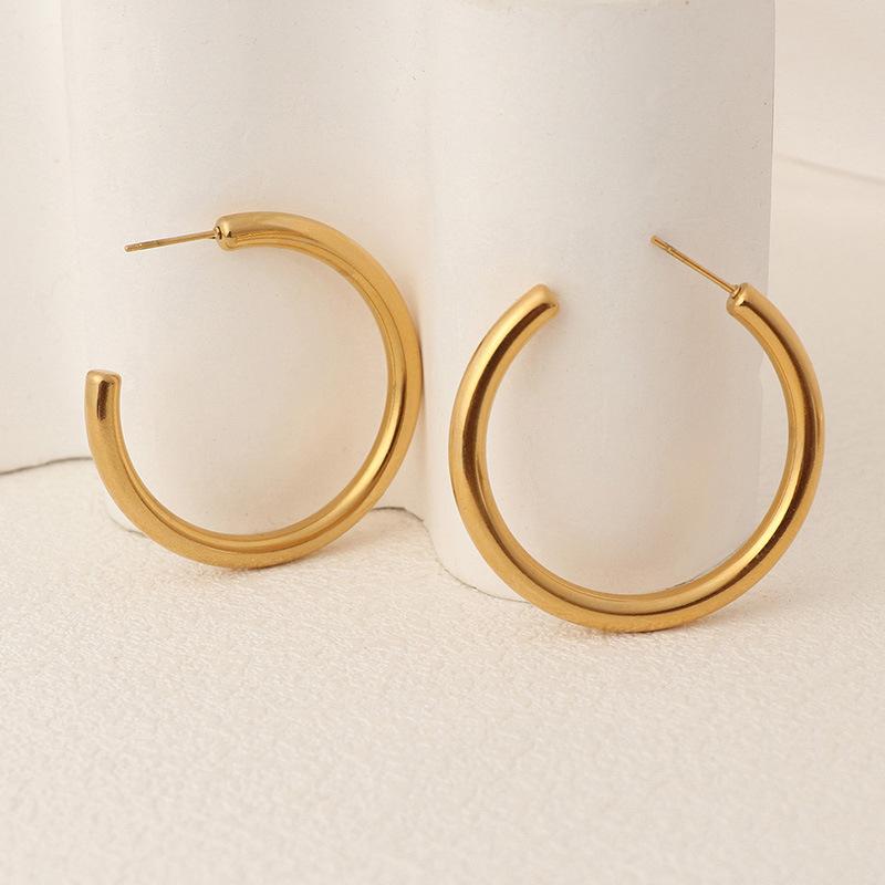 The Same Titanium Steel Gold-glory Ring Earrings of INS Bloggers Are Cold and Unfading Geometric Earrings