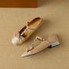 Krazing Pot Sheepskin Summer Size 40 Crystal Low Heels Butterfly-knot Rhinestone Flowers Square Toe Elegant Sweety Pumps