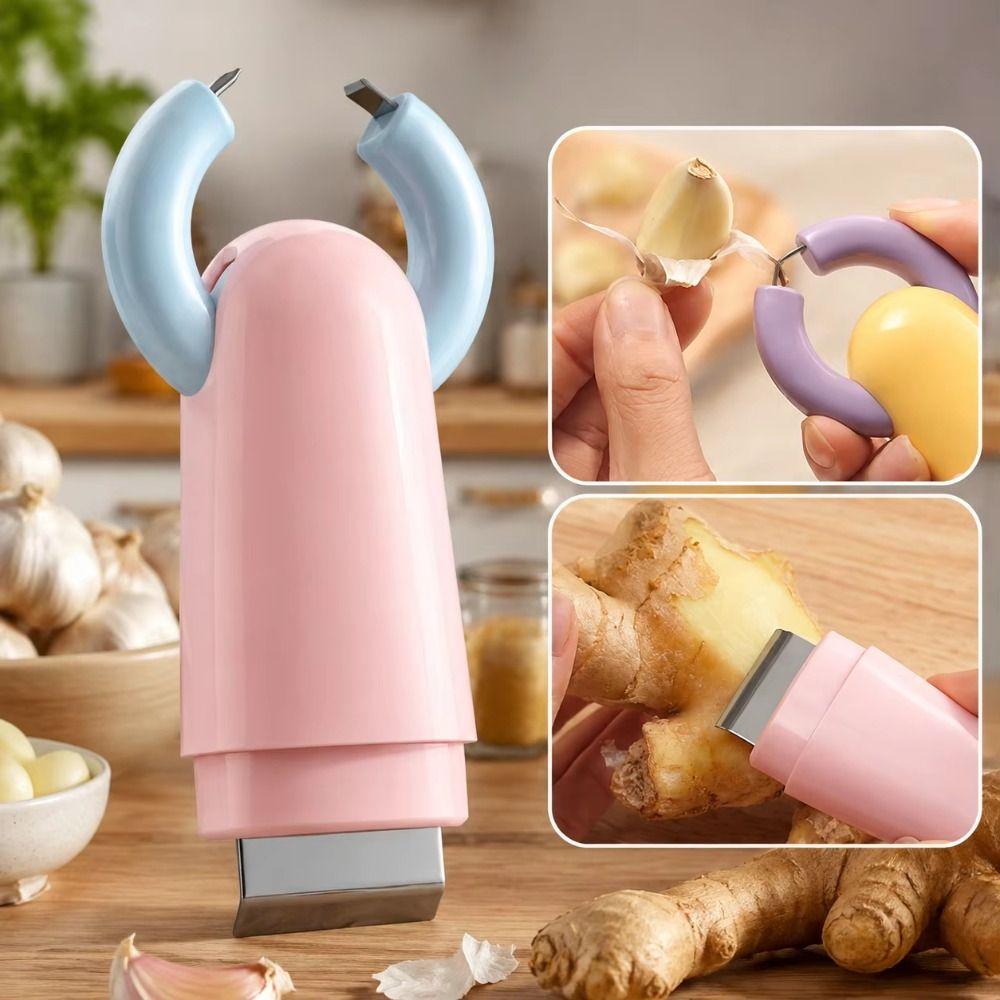 Clip Structure Garlic Peeler 2in1 Ginger Scraper Convenient Ginger Skin Removal Tool Home