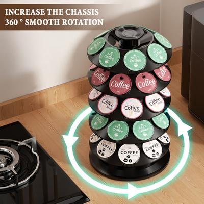 Kaffeekapselhalter für K-Cups Drehbarer Kaffeekapsel-Organizer für 40 Kapseln Platzsparendes Kaffeekapsel-Karussell für Küchenarbeitsplatte Büro