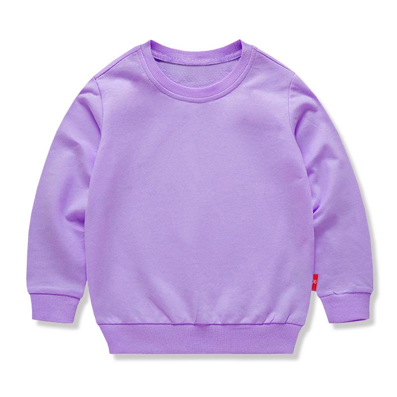 Children's Spring Collection Korean-Style Solid Color Hoodie - Trendy Long Sleeve Round Neck for Boys & Girls