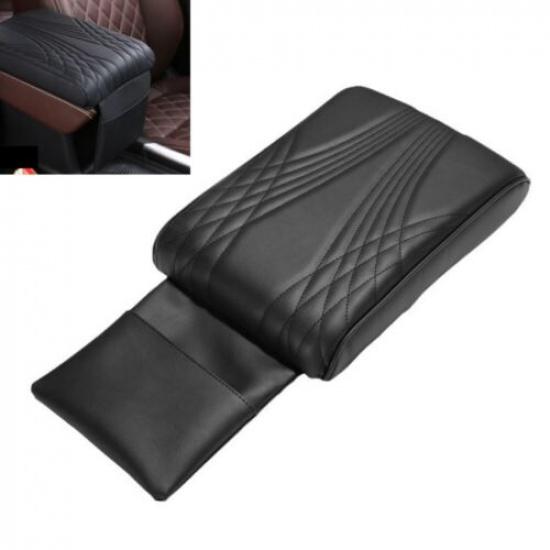 PU Leather Black Car Armrest Pad Interior Center Console Armrest Box Cover Mat