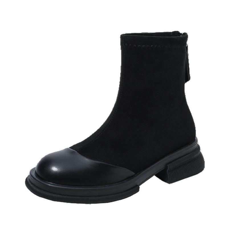Martin Boots Women's New Early Autumn Brown Thick-soled Thick Heel Thin Small Short Boots Versatile