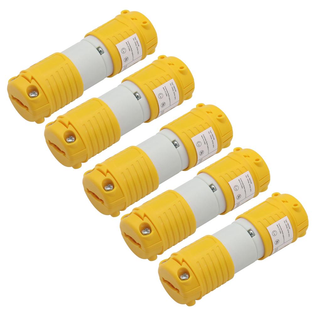 

5 set Straight Blade Electrical Plug and Connector Set 15 Amp 125 Volt 5-15P