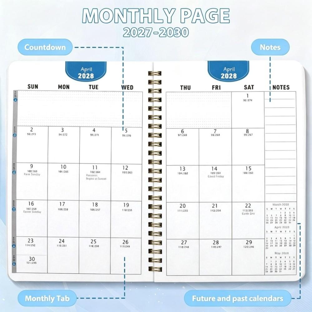A5 2027-2030 Monthly Calendar Spiral Bound Annual Calendar Notebook 4-Year Plan Book  Gift For Kids