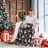 1pc Grey Christmas Blanket Snowman Snowflake Printed Skin-Friendly Soft Blanket  New for Home Sofa Christmas Decoration