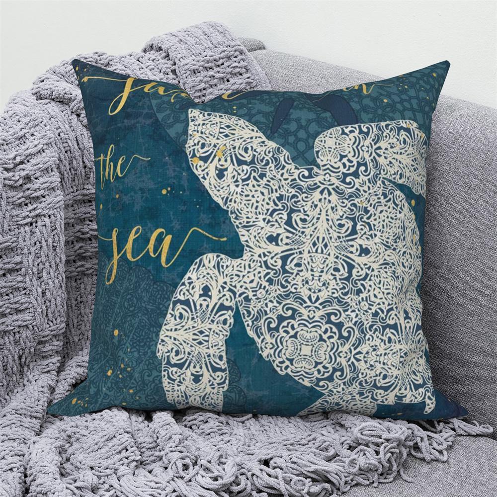 Juste de coussin de canapé bleu, taie d'oreiller, décoration de chambre à coucher, océan, mer, animal