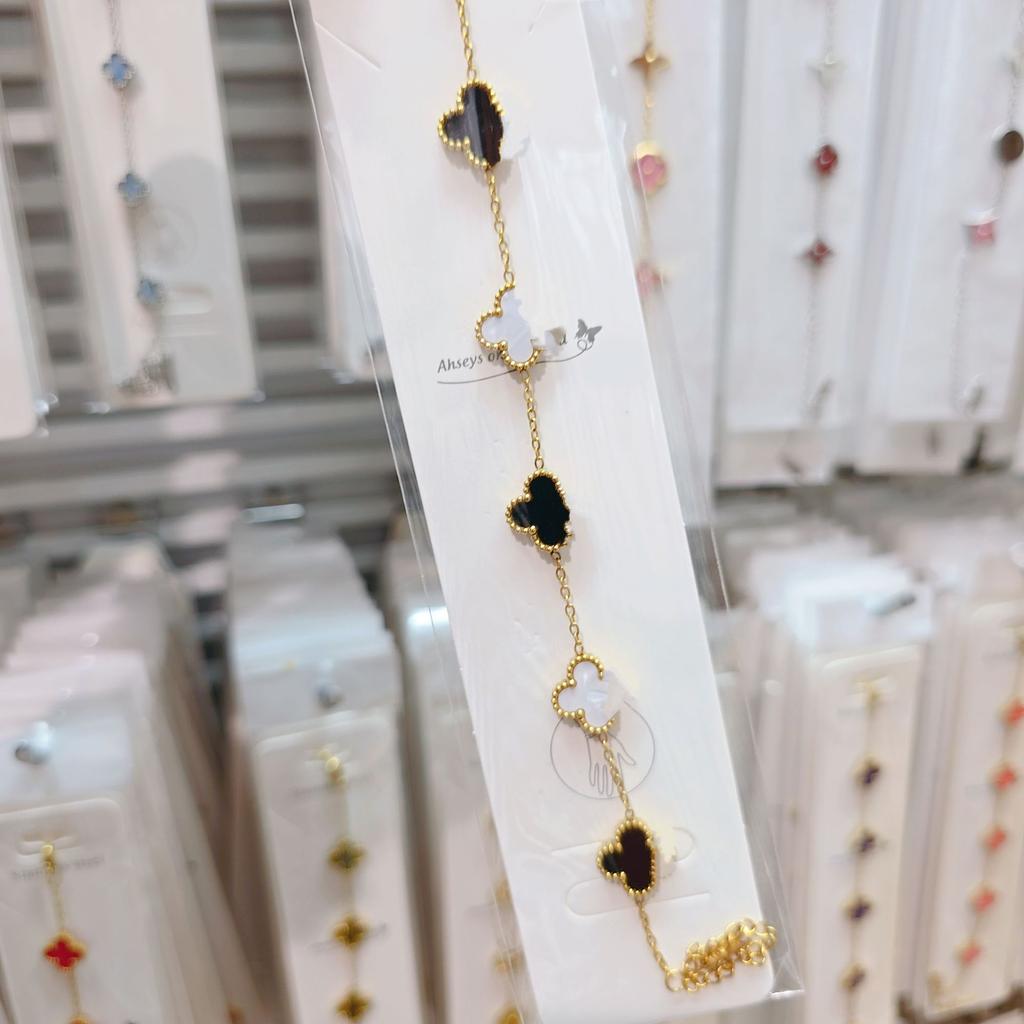 Double-sided Five-flower Four-leaf Clover Bracelet Titanium Steel Does Not Fade Light Luxury High-end Jewelry