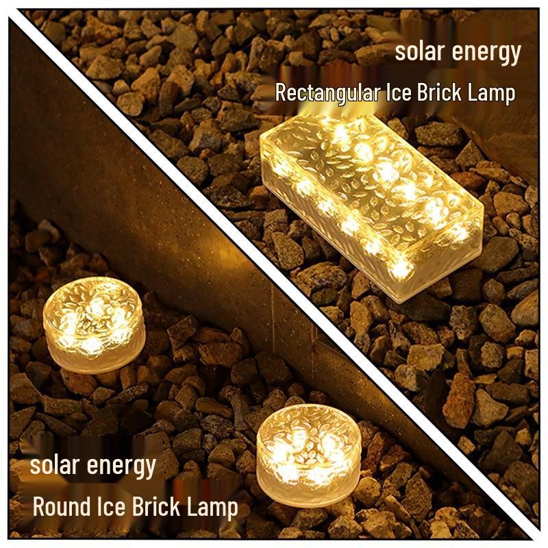 Waterproof Solar Outdoor Villa Courtyard Lamp: Ice Brick Design for Gardens and Balconies