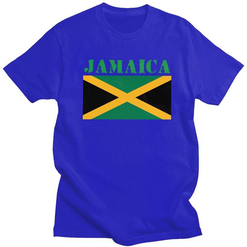 Custom Jamaica Flag T Shirt for Men Pure Cotton Tshirt Casual Tee Short Sleeve Tshirt Loose Fit Clothing