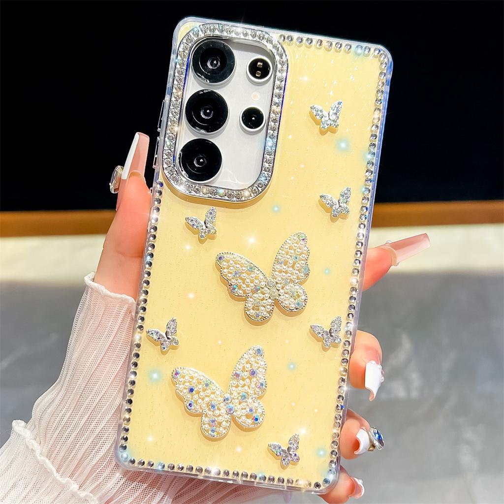 Handmade Sparkly Diamond Butterfly Swarm IMD Phone Case, Compatible with Samsung S23 Ultra/S24/S25 & A07/A15/A16/A17/A26/A35/A36/A55/A56