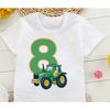 Cute Farmer Tractor 1-8 Years Old Happy Birthday T Shirt Kids Birthday Party Gift Children Funny Present T Shirt Tops