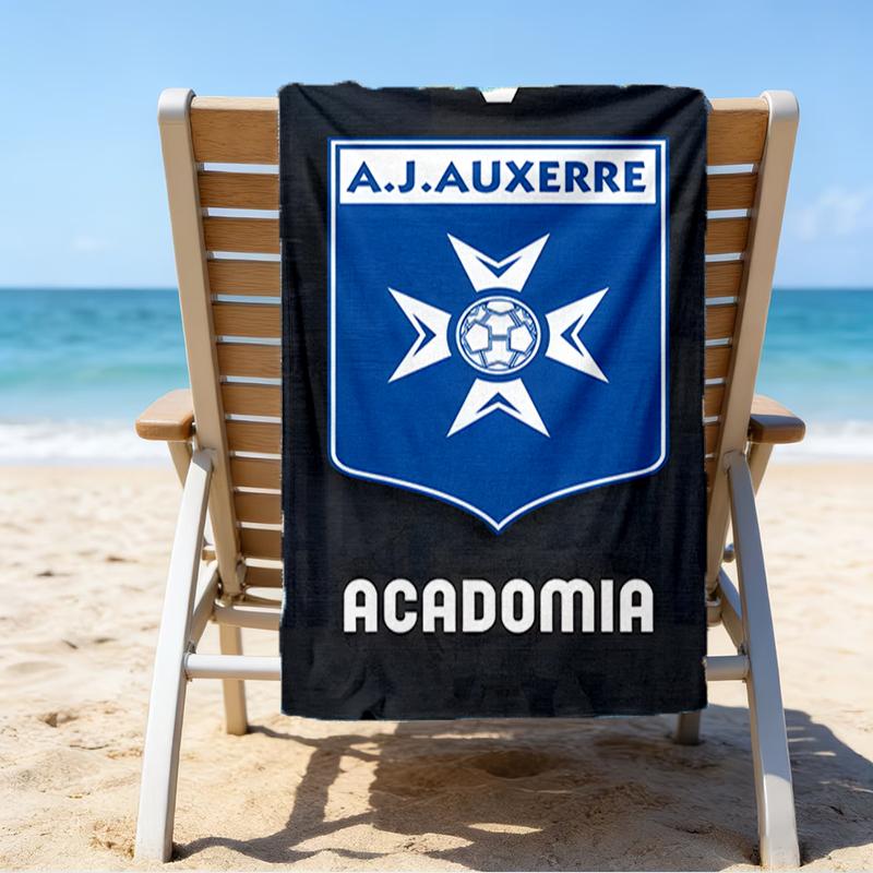 Auxerre Crest Design Beach Towel - Soft, Absorbent Microfiber, Lightweight, Ideal for The Beach, Parties, Travel, Camping Fan Gifts