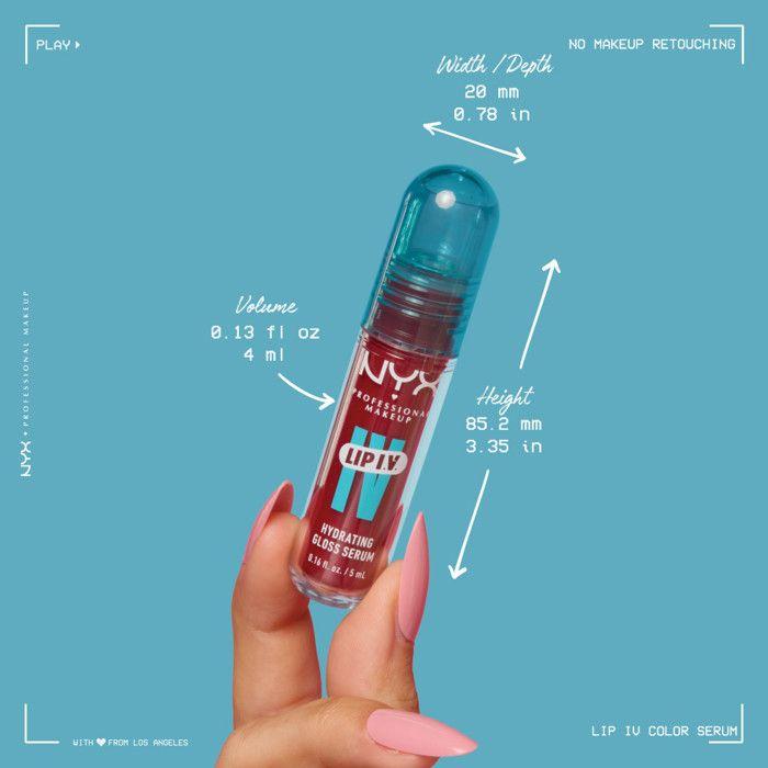 NYX Professional Makeup, Lip IV, Gloss, Jusqu'à 12h D'hydratation, Hautement Pigmenté, Fini Brillant, Water 'Bout Wine?