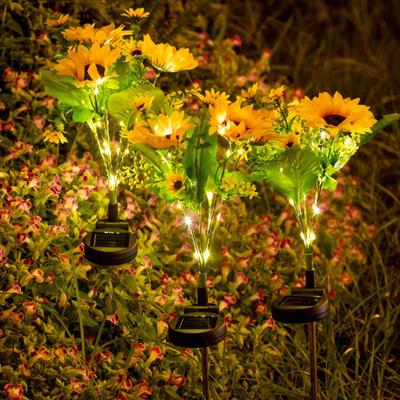Colorful Design Solar Lawn Lamp Sunflower Shape Waterproof Feature Landscape Lighting Solar Powered Solar Light Outdoor Use