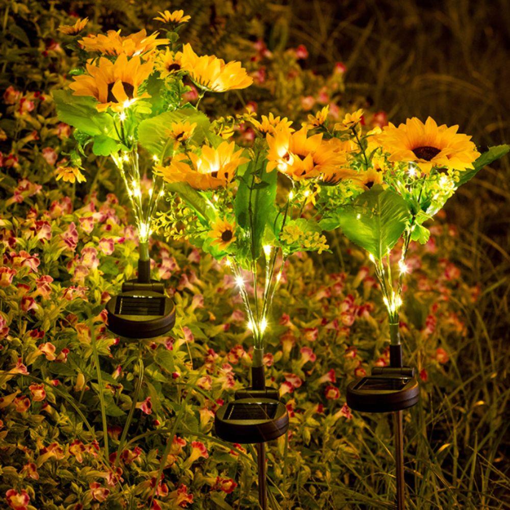 Colorful Solar Lawn Lamp Sunflower Shape Waterproof Feature LED Lawn Lamp Solar Powered Solar Light Wedding Decor