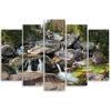 Five Piece Picture Canvas Print Waterfall Forest Brook Rocks