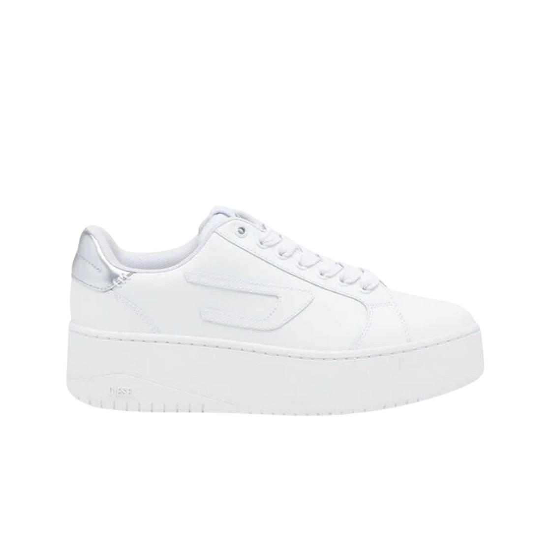 

(w) Diesel S-athene Bold Low Top Sneakers With Flatform Sole White Silver EU 36W