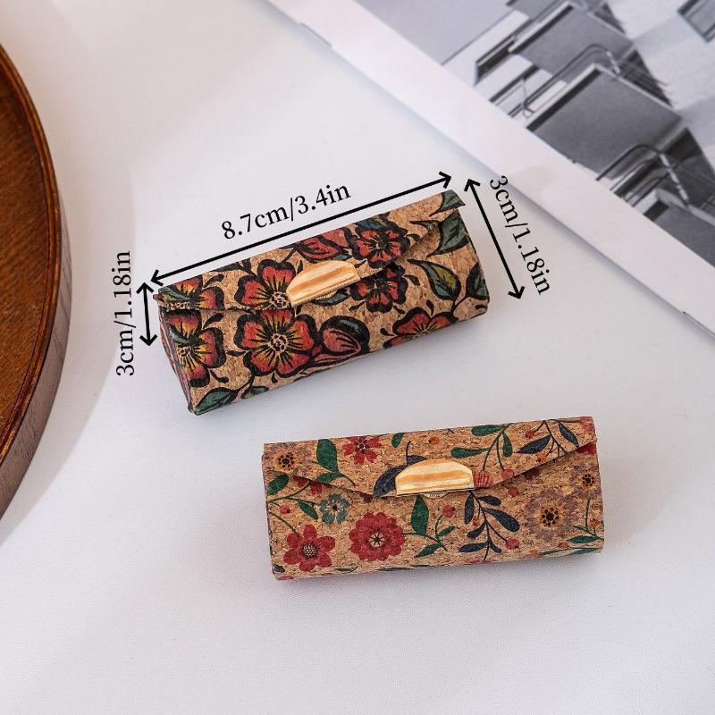 Retro-style Cork Lipstick Storage Box, Touch-up Mirror, Portable Mirror Mini Makeup Bag, Dirt-resistant Makeup Box